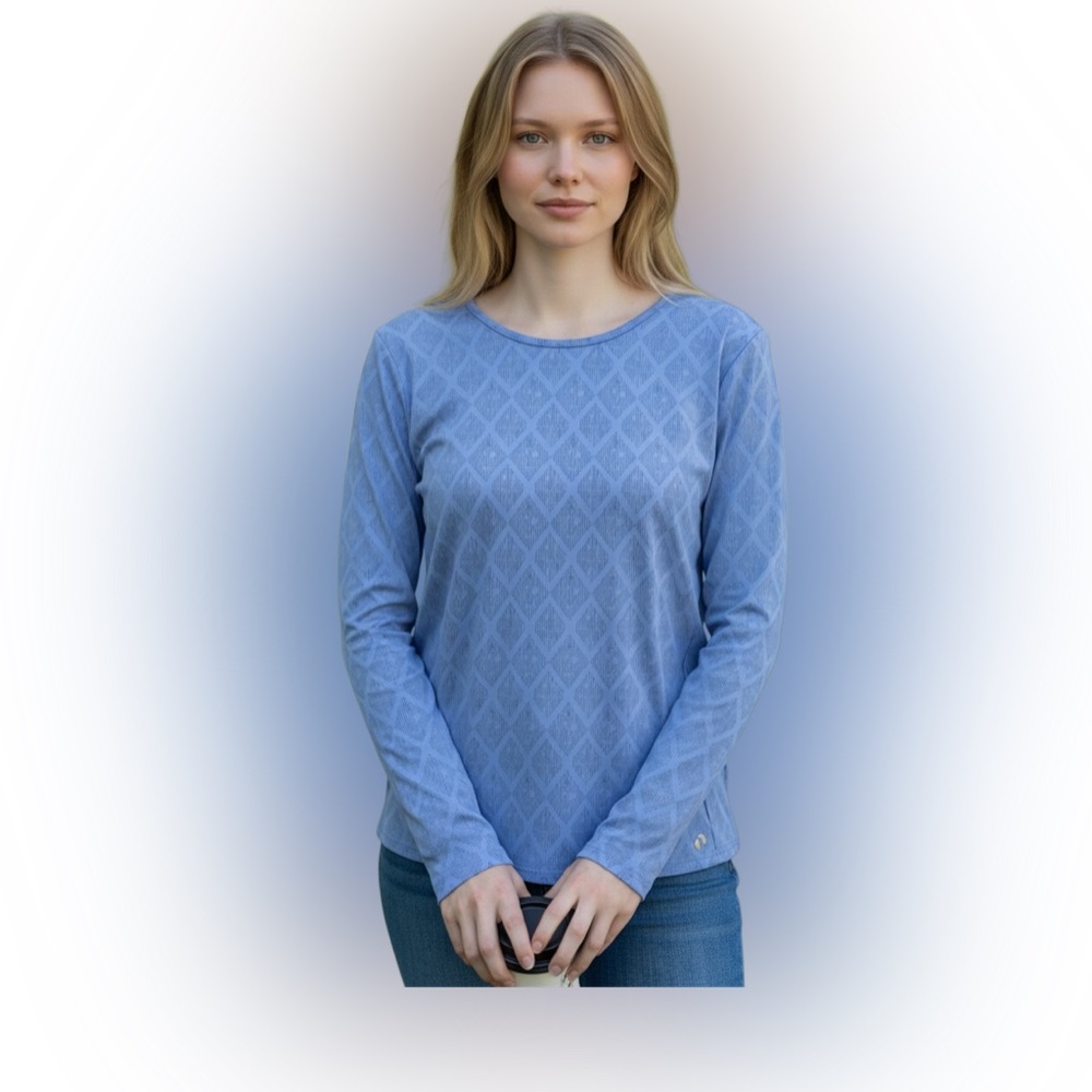 Hang Ten Light Blue Diamond Pattern Long Sleeve Tee
